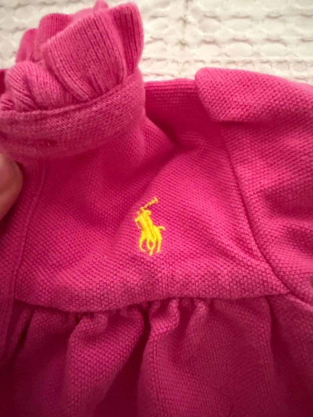 Ralph Lauren Pink Ruffle Polo Top with Yellow Pony